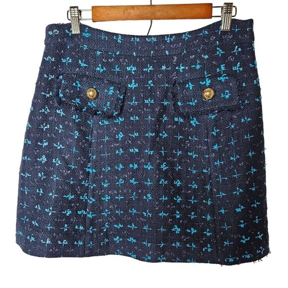 STS Sail To Sable Size 8 Tweed Mini Skirt Navy Academia Clueless Preppy - Picture 3 of 11